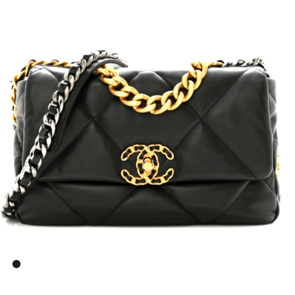 Chanel 19 Medium Quilted Lambskin Gold- Tone, Silver tone  handbag